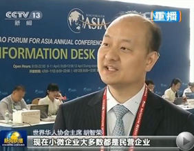 胡智荣出席博鳌亚洲论坛2014年年会接受央视新闻联播采访